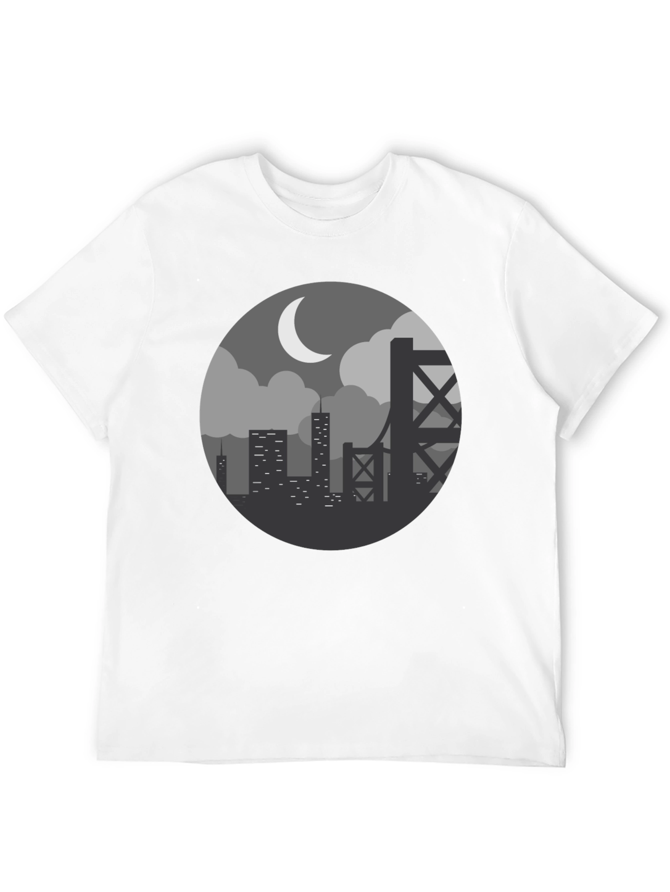 Cityscape at Night Graphic Tee - Black