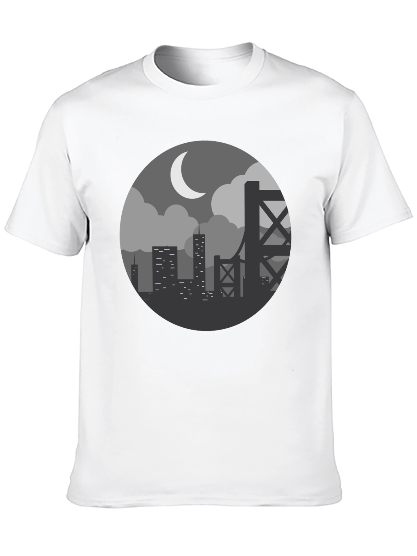 Cityscape at Night Graphic Tee - Black