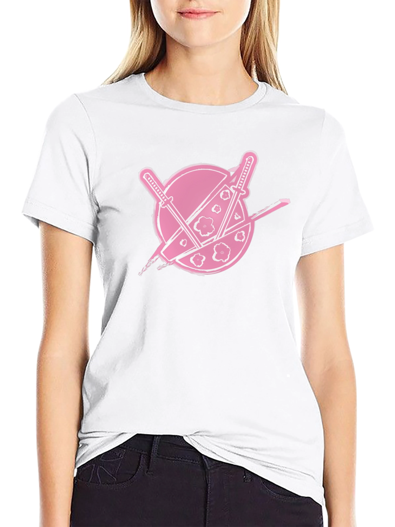 Samurai Pink Logo Black T-Shirt