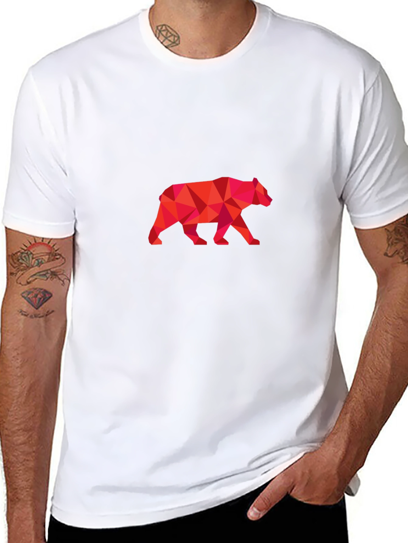 Geometric Bear Graphic Black Tee
