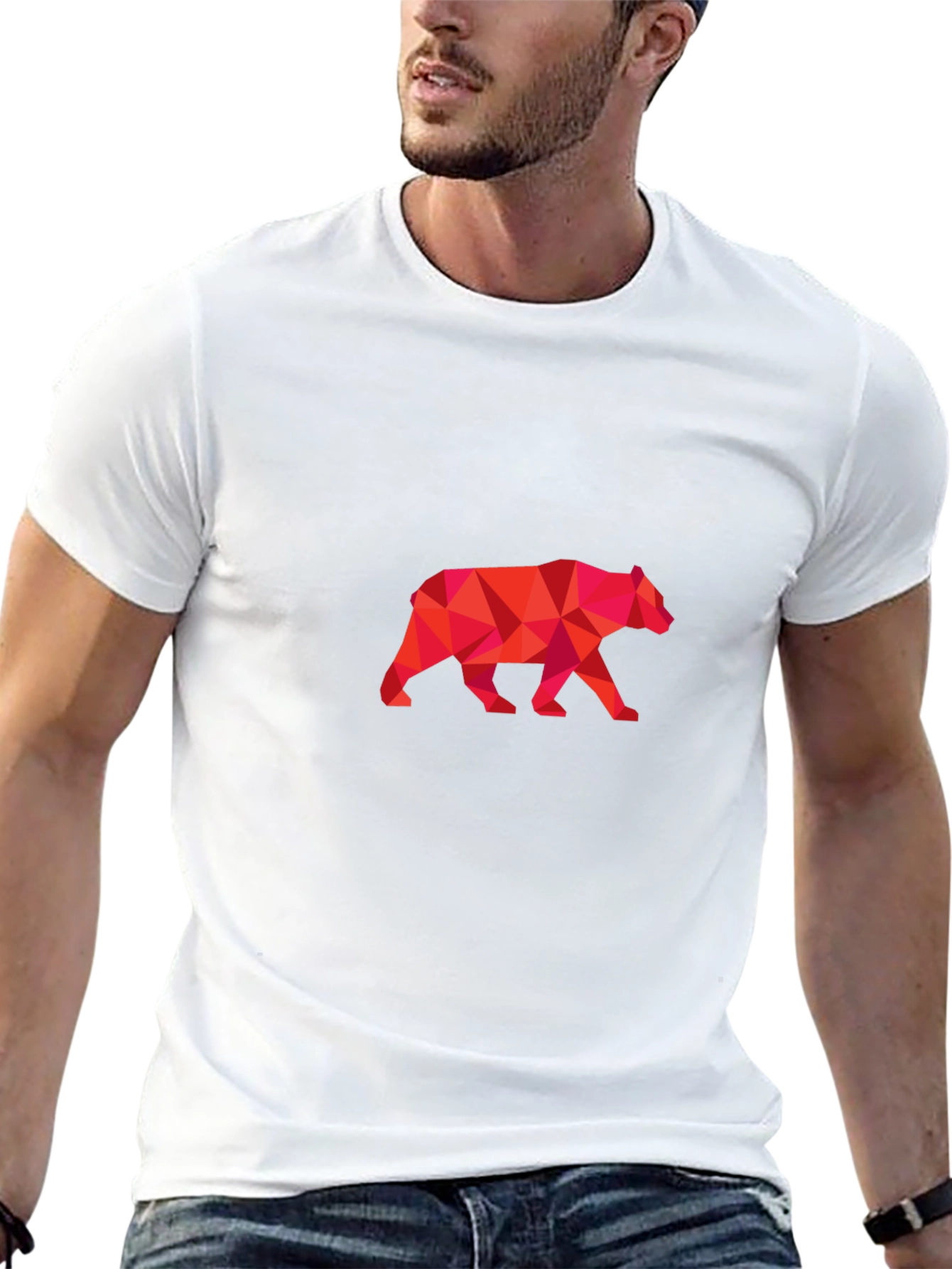 Geometric Bear Graphic Black Tee