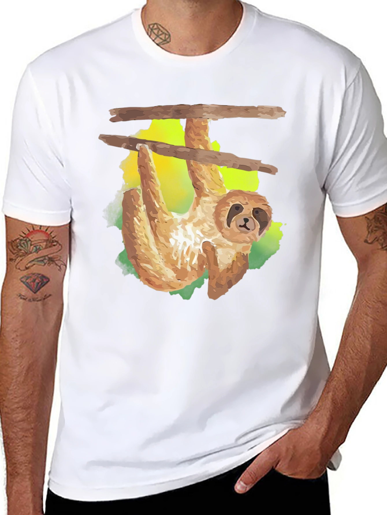 Sloth Hanging Around T-Shirt - Cool Graphic Tee