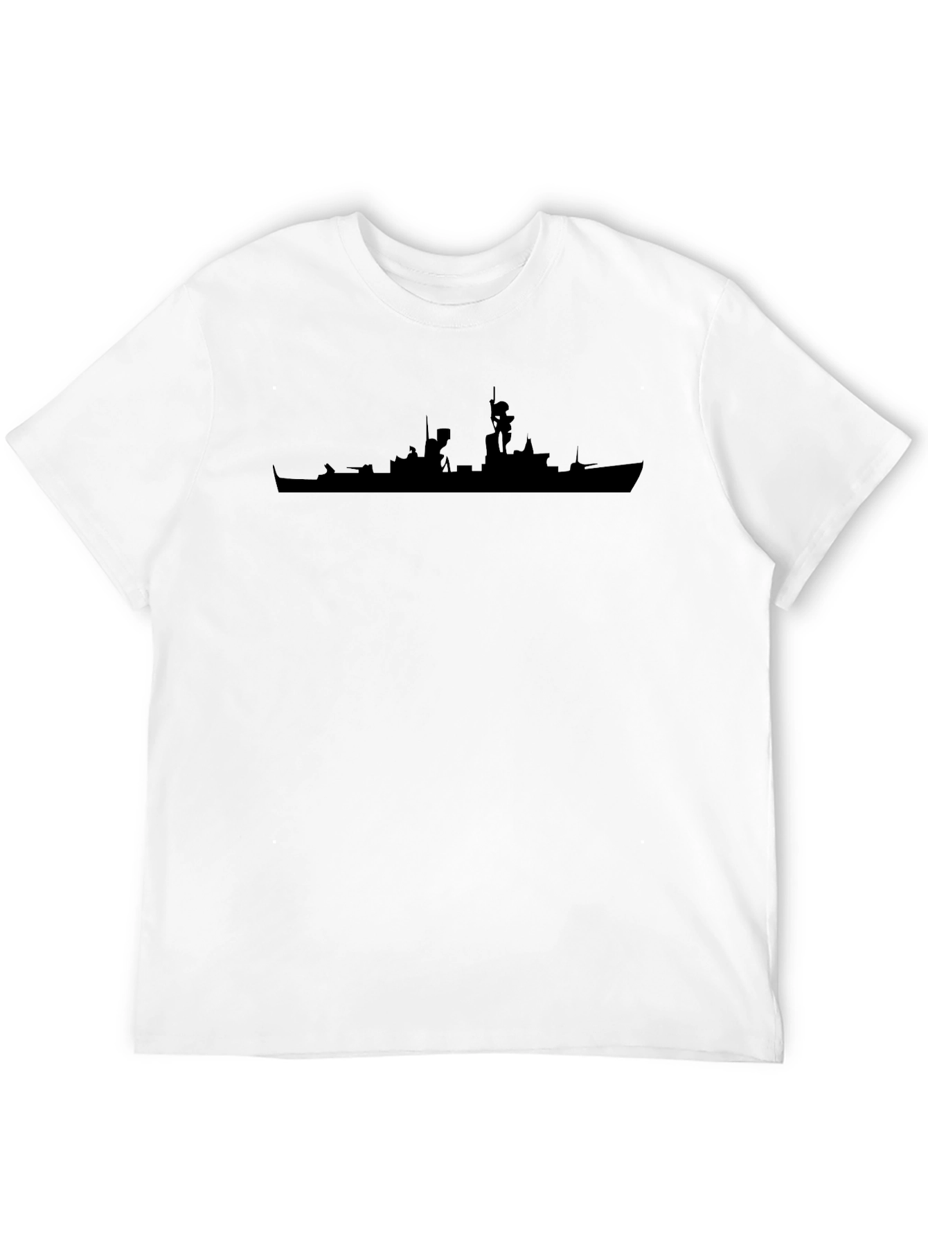 Navy Ship Silhouette Black T-Shirt