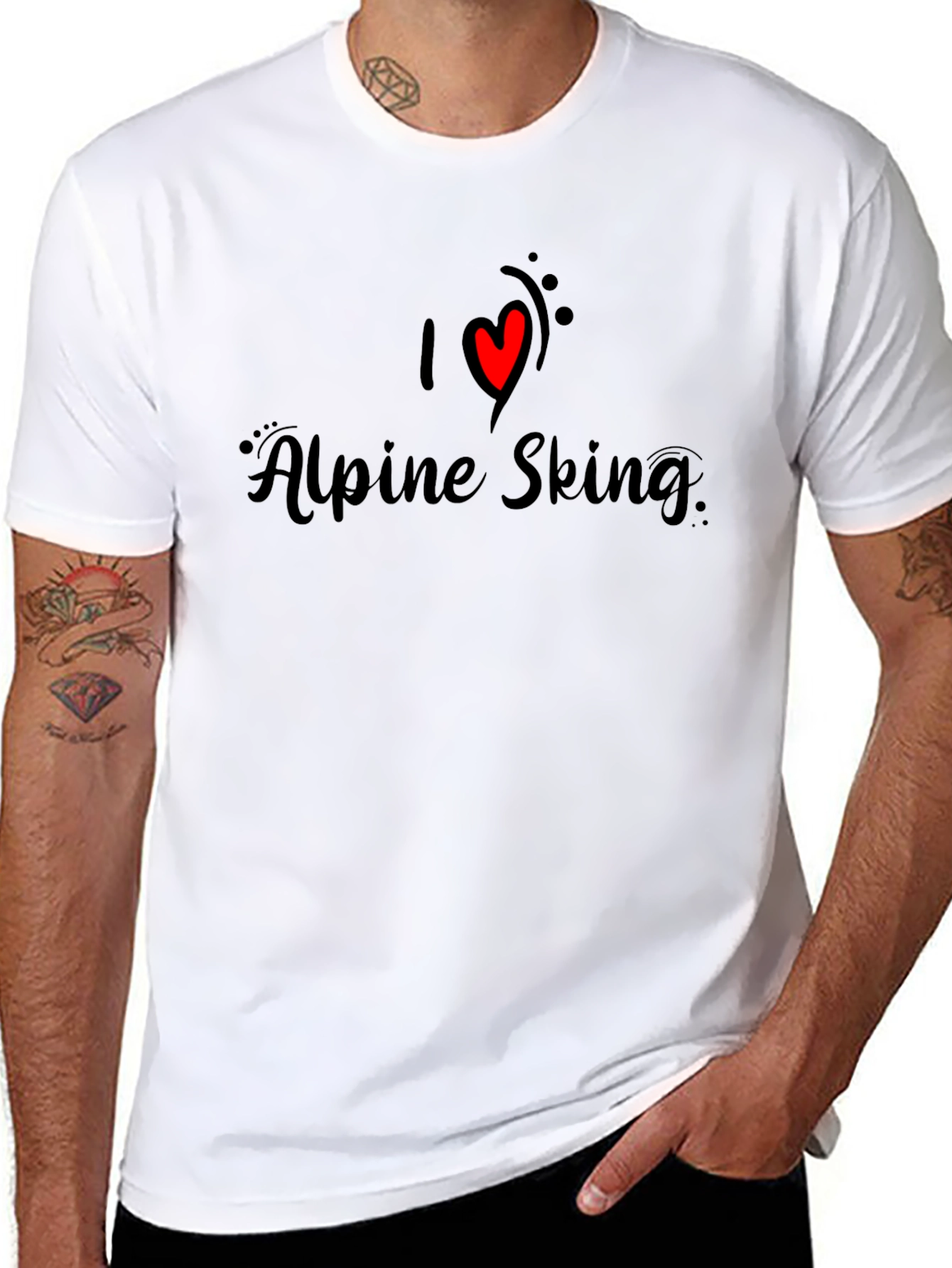 I Love Alpine Skiing T-Shirt - Black