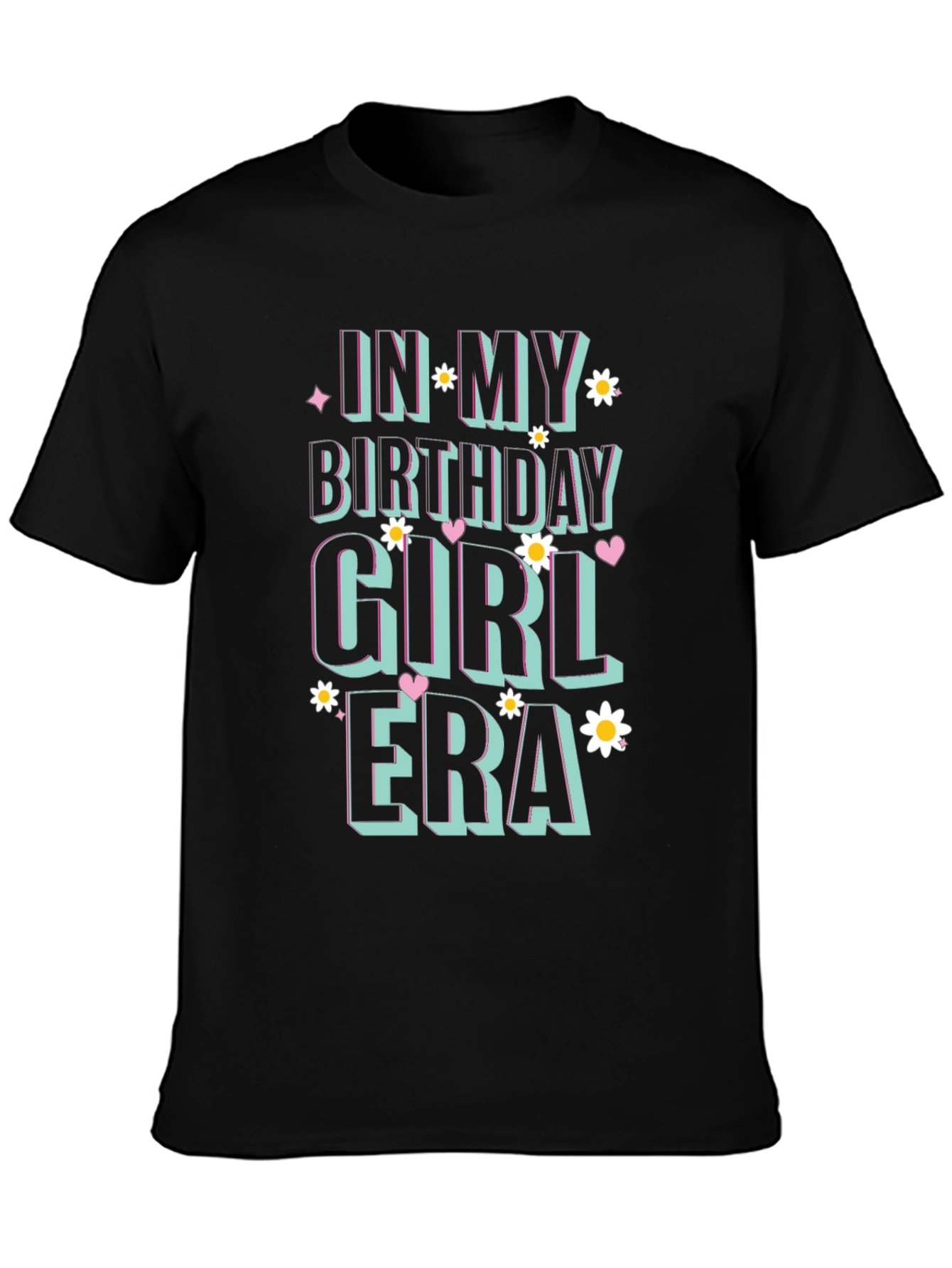 Birthday Girl Era Black Graphic T-Shirt