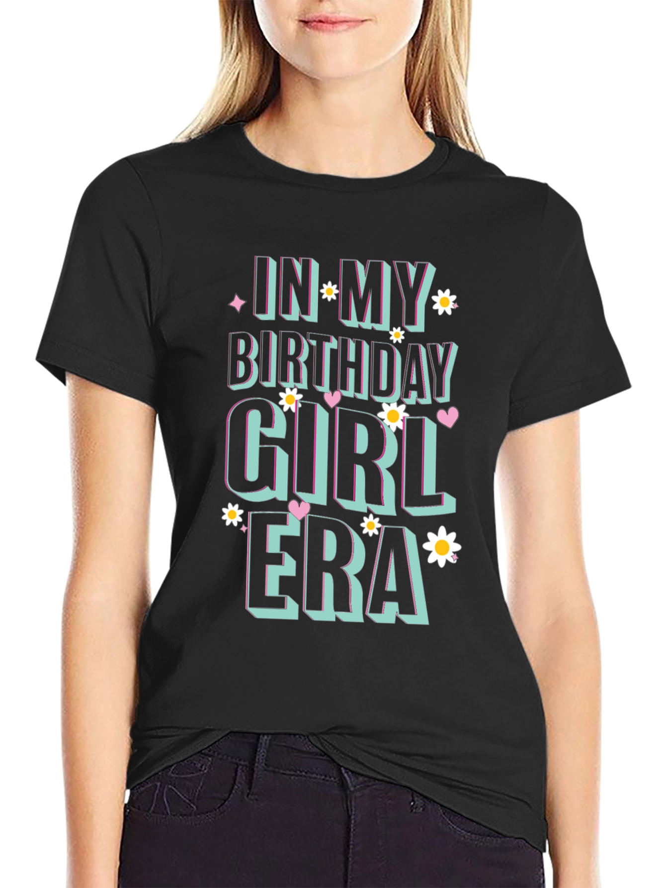 Birthday Girl Era Black Graphic T-Shirt