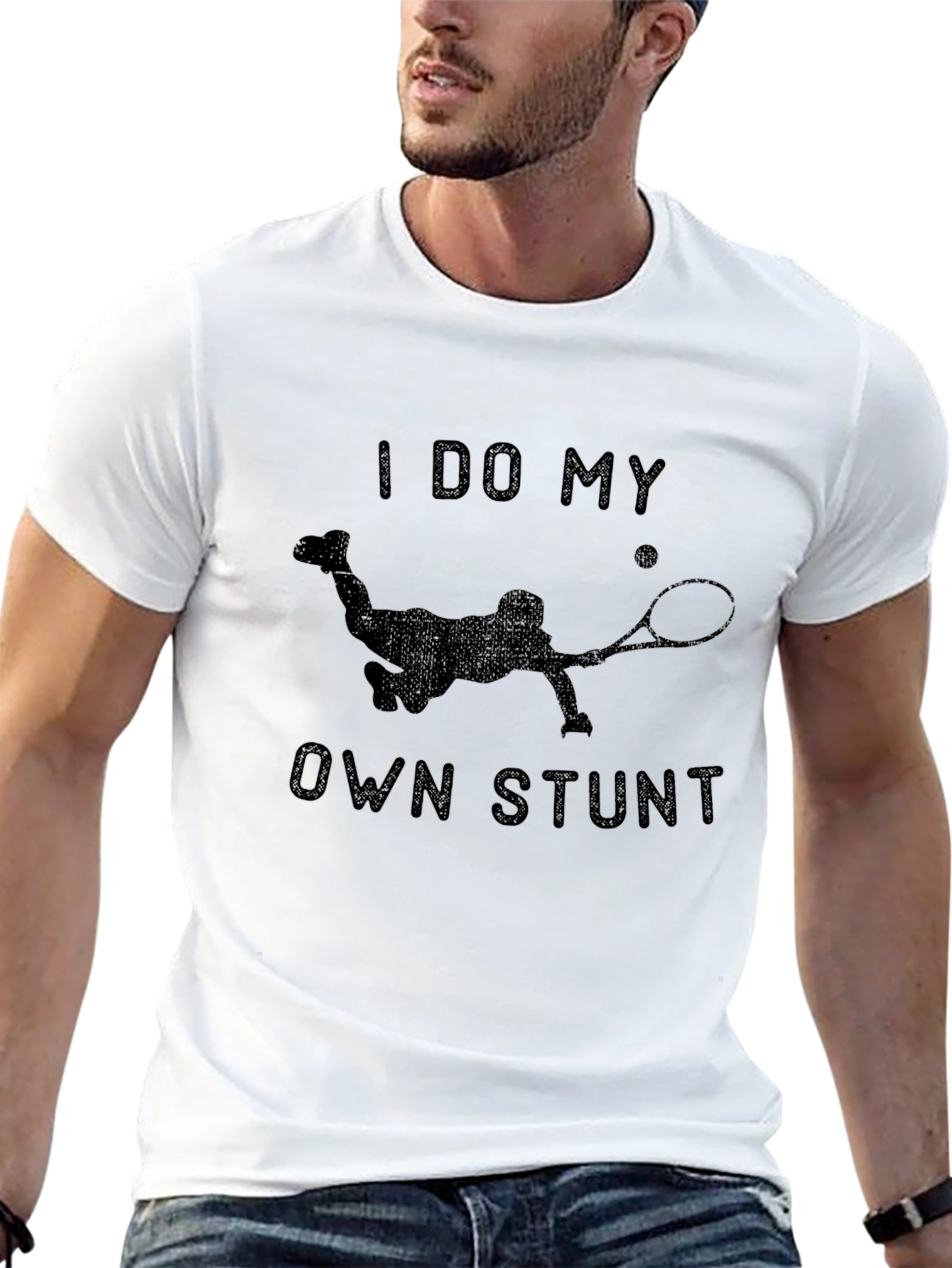 I Do My Own Stunt Tennis Graphic T-Shirt