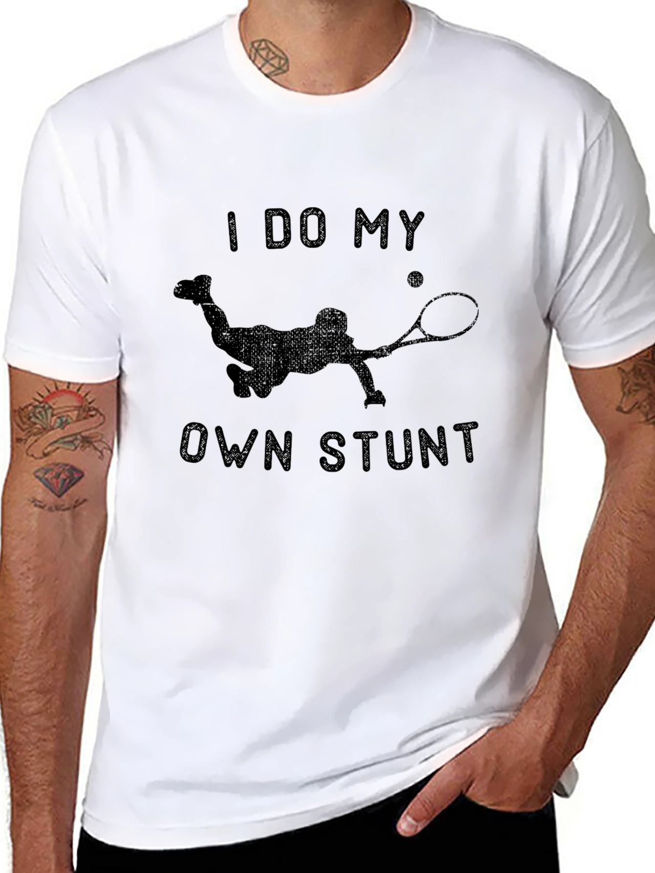 I Do My Own Stunt Tennis Graphic T-Shirt