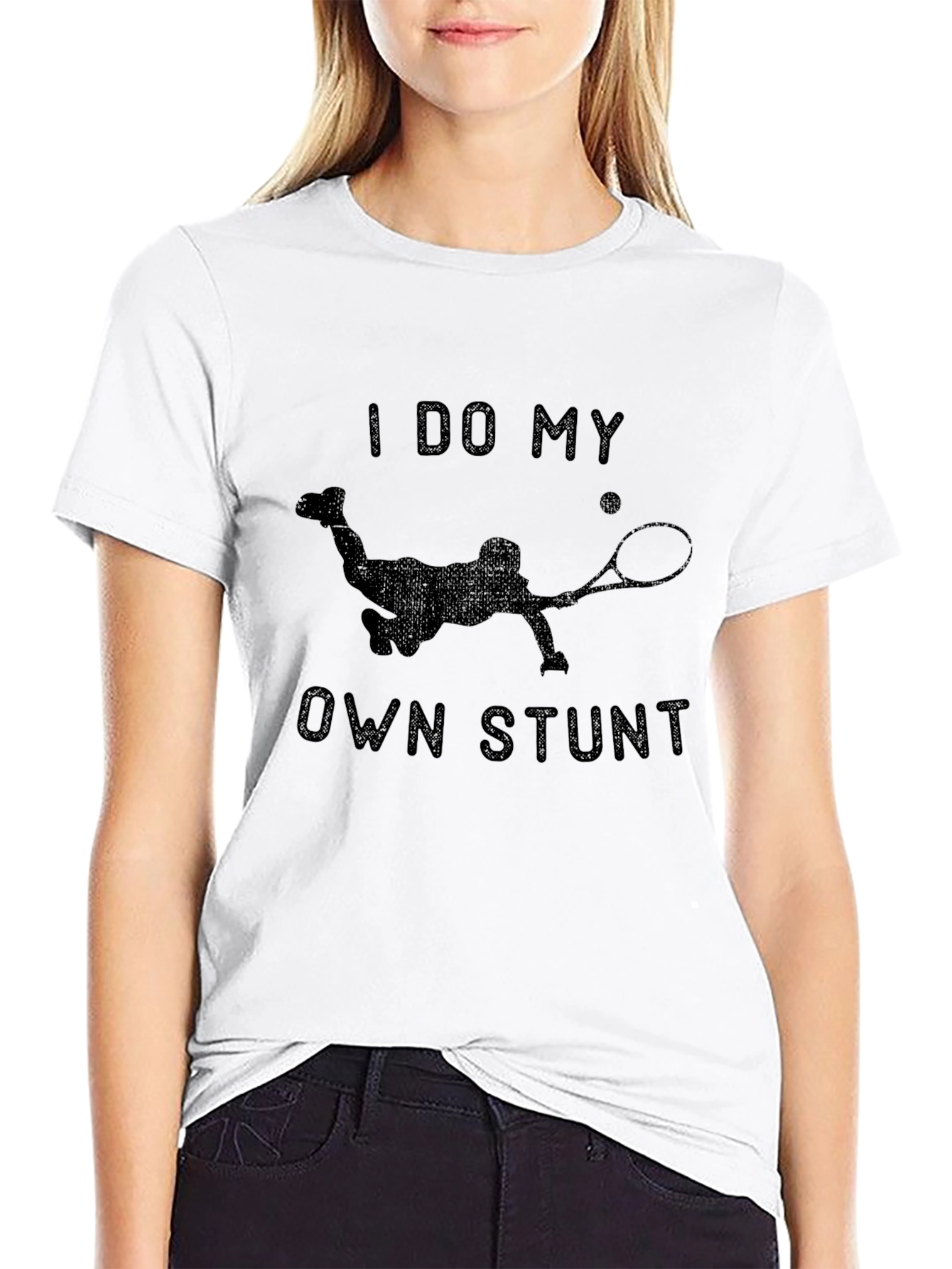 I Do My Own Stunt Tennis Graphic T-Shirt
