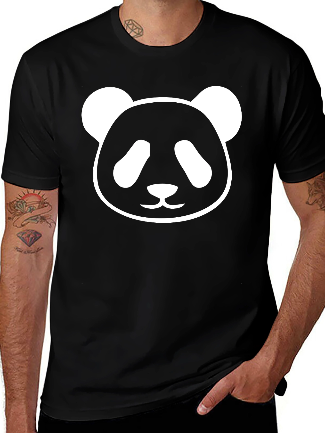 Panda Face Graphic Tee - Soft Cotton Casual Wear