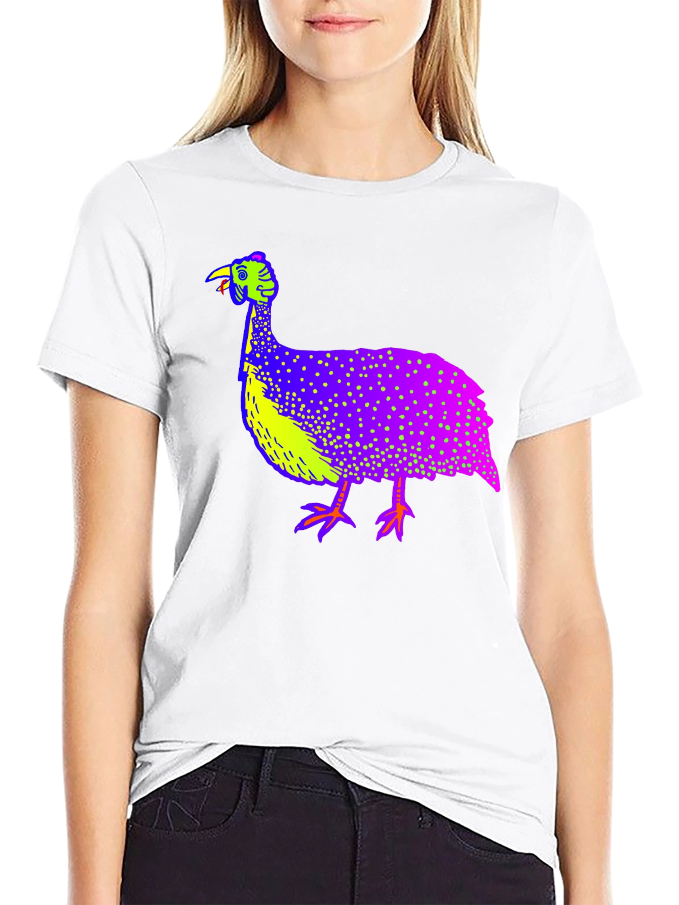 Vibrant Guinea Fowl Graphic Tee - Unique Bird Design