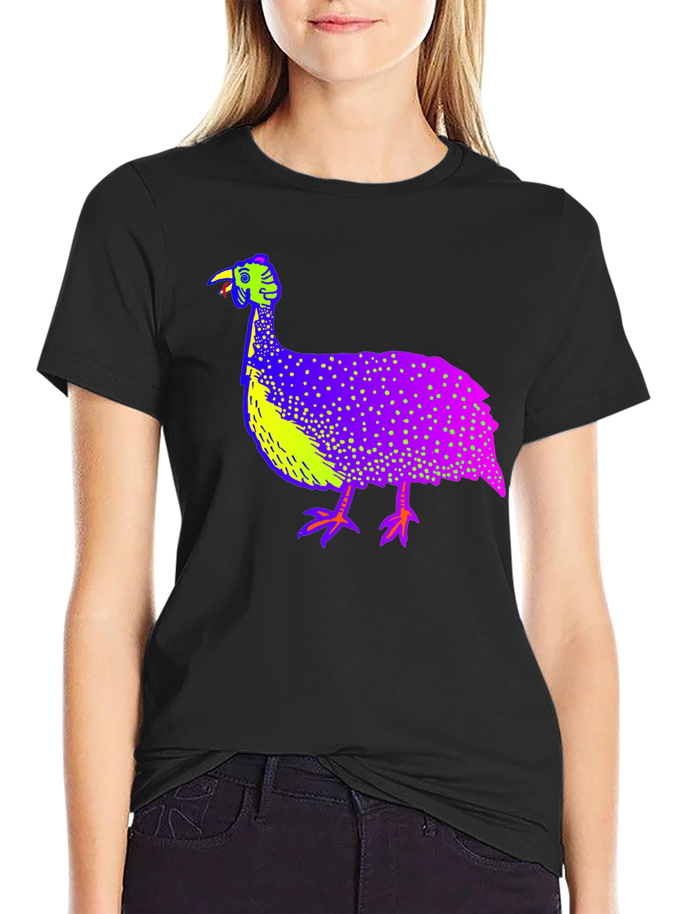 Vibrant Guinea Fowl Graphic Tee - Unique Bird Design