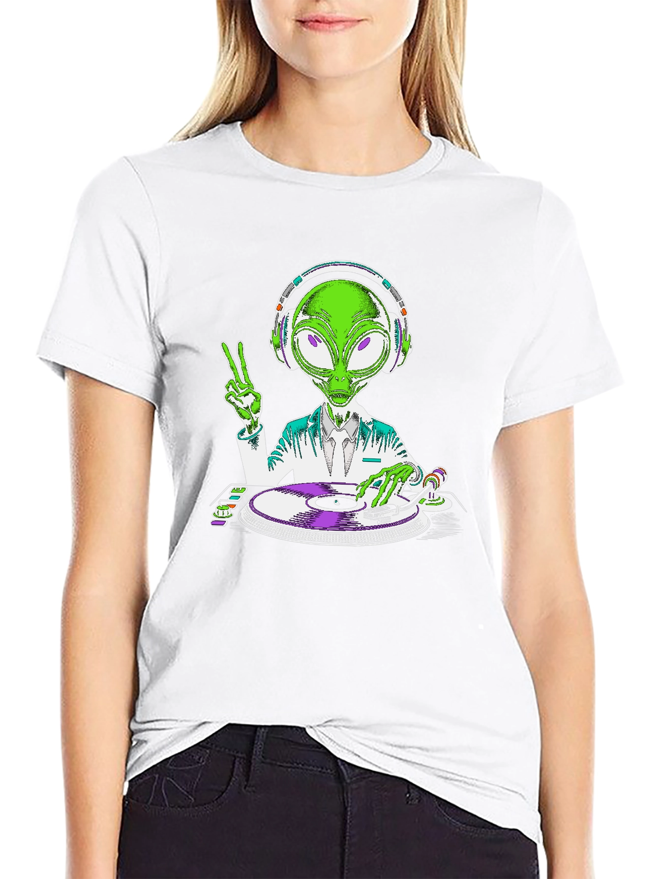Alien DJ T-Shirt - Peace and Music