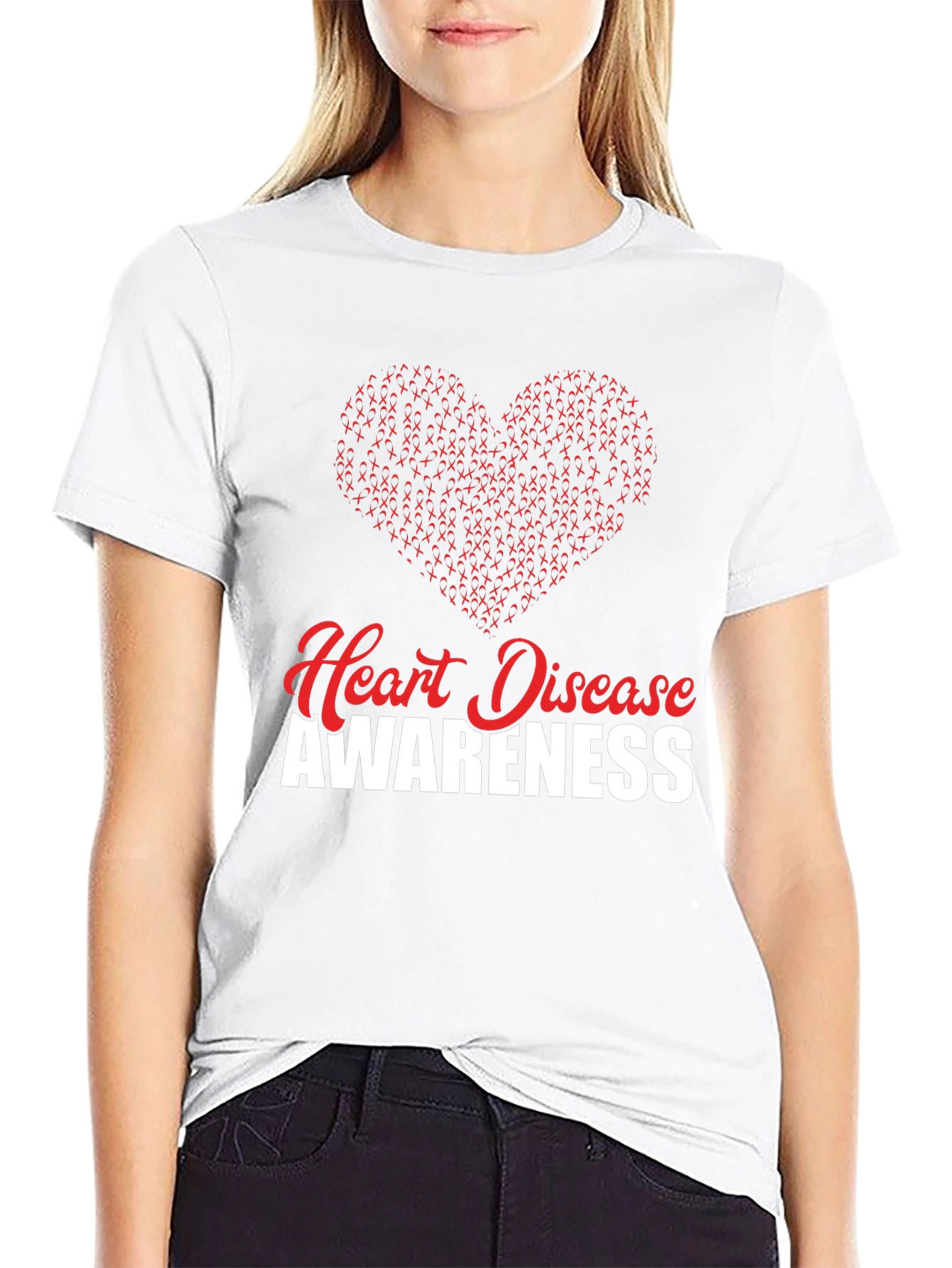 Heart Disease Awareness T-Shirt - Red Heart Design