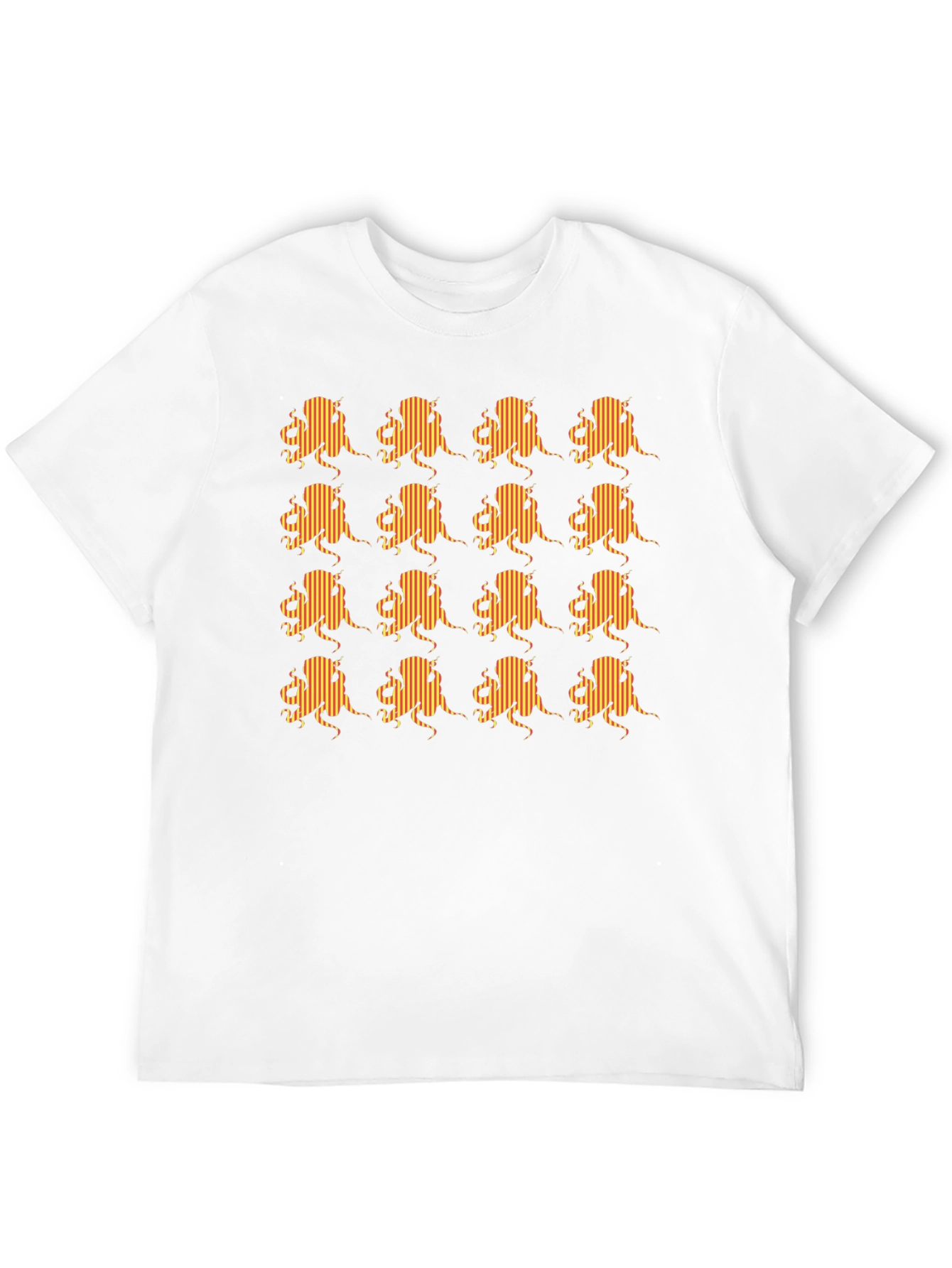 Striped Octopus Pattern Black T-Shirt