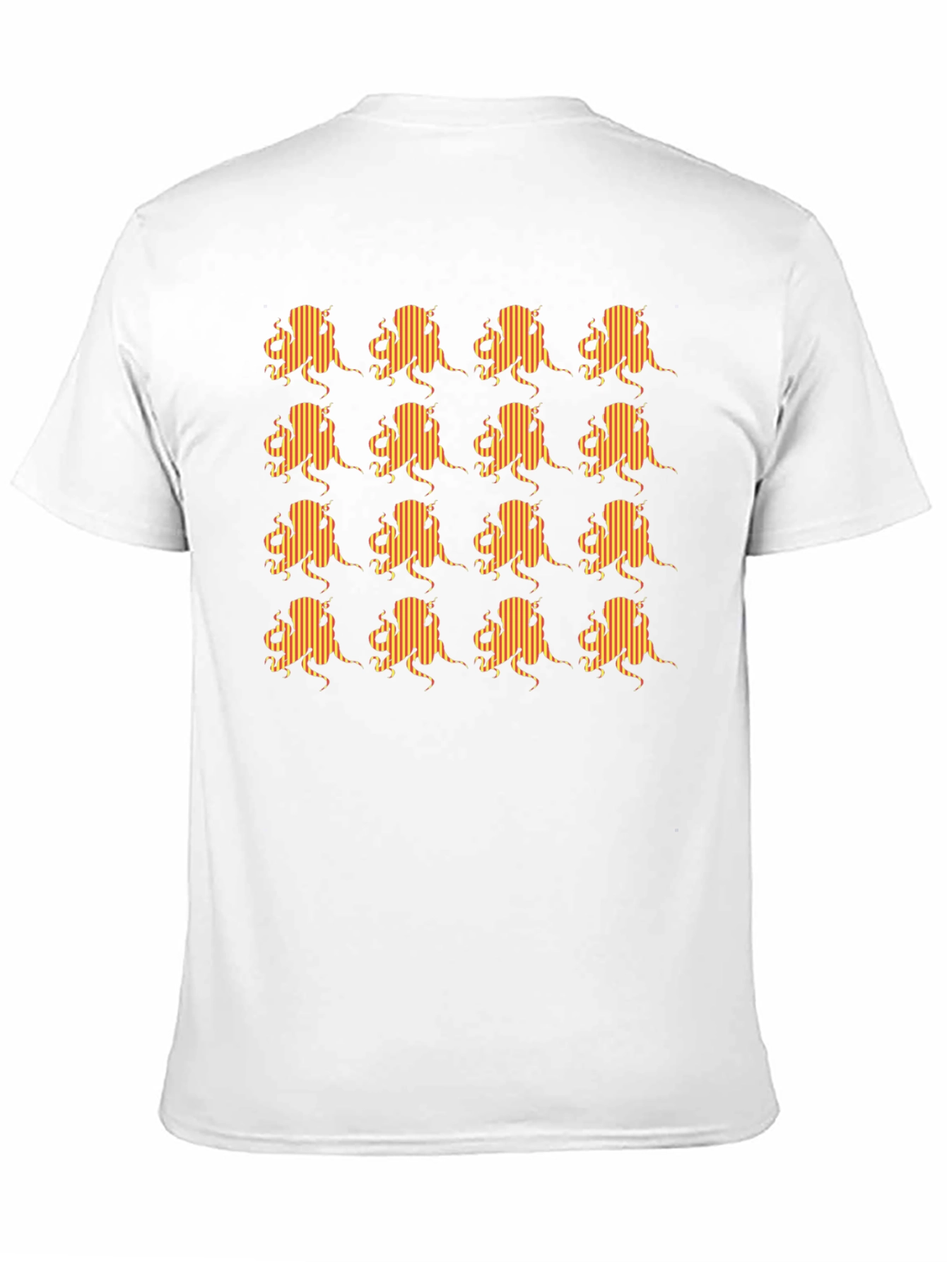 Striped Octopus Pattern Black T-Shirt