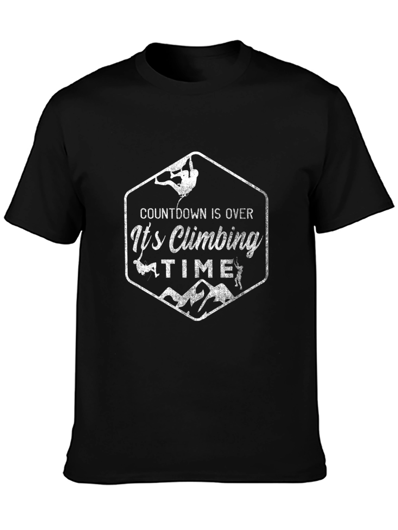 Climbing Time Graphic Tee - Black Cotton T-Shirt