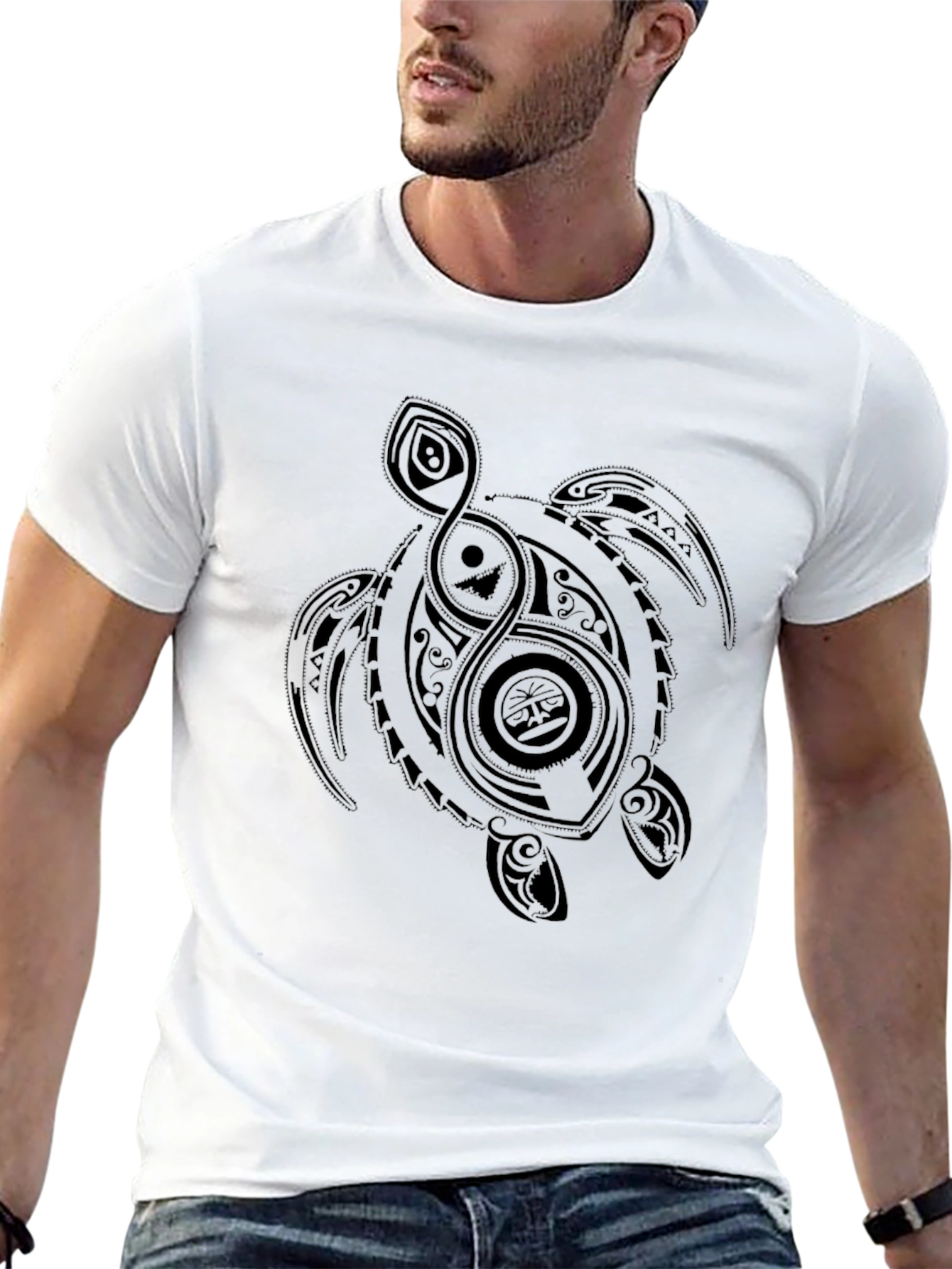 Black Turtle Graphic Tee - Tribal Style