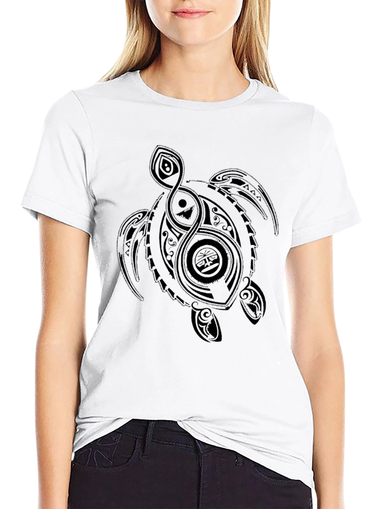 Black Turtle Graphic Tee - Tribal Style