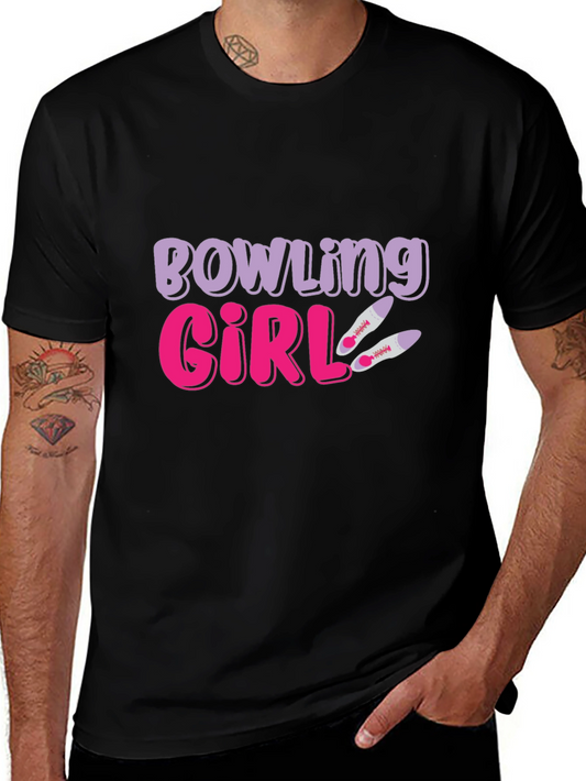 Bowling Girl Graphic Tee - Novelty T-Shirt