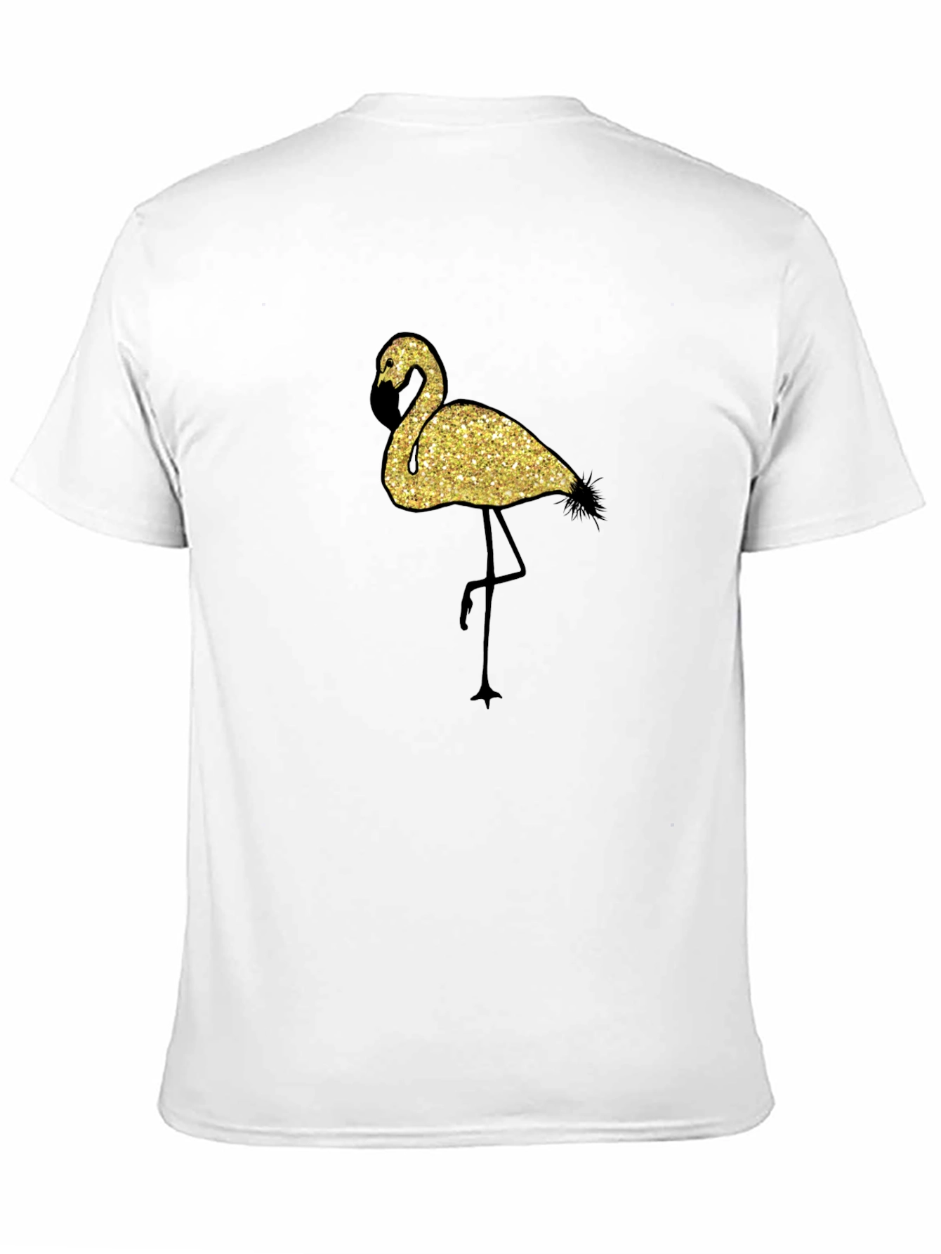 Glitter Flamingo Graphic Black T-Shirt
