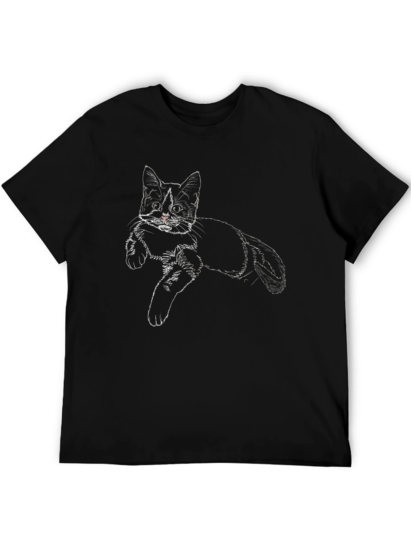 Cat Sketch Tee - Black Graphic T-Shirt