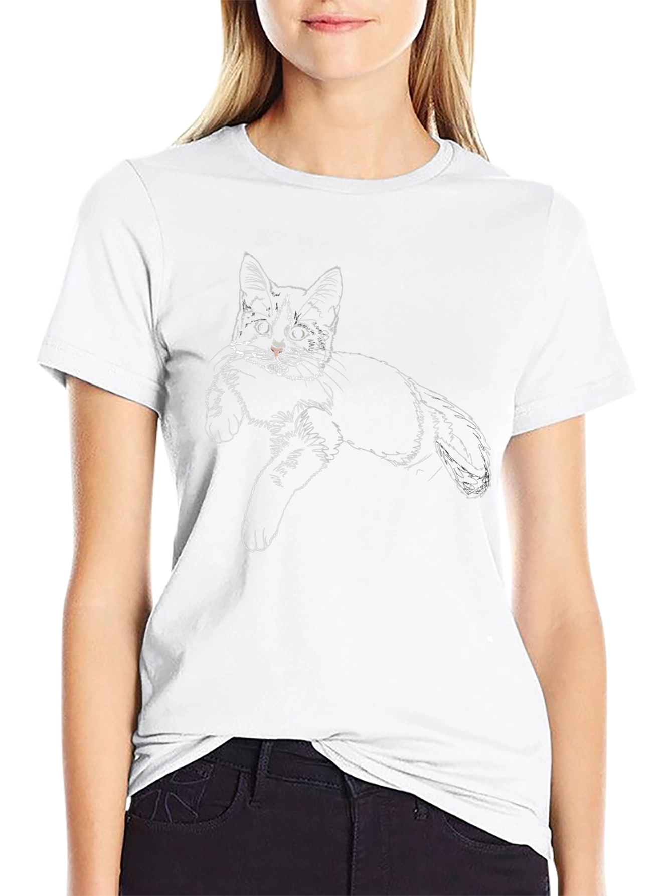Cat Sketch Tee - Black Graphic T-Shirt