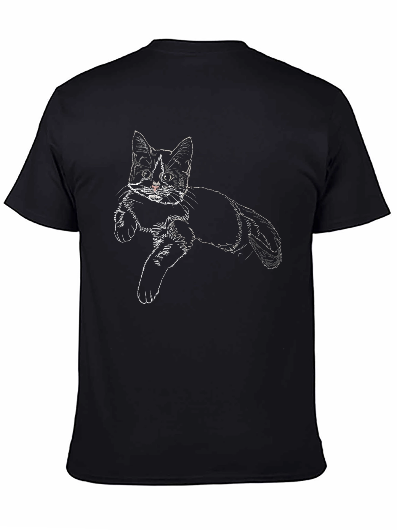 Cat Sketch Tee - Black Graphic T-Shirt