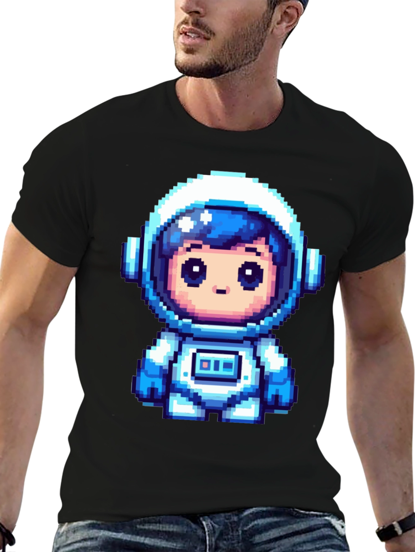 Pixel Astronaut Graphic Tee - Black