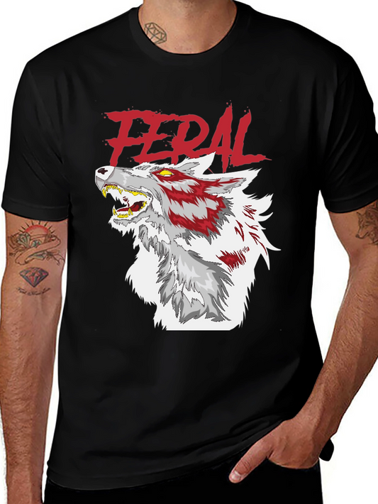 Feral Wolf Graphic Black T-Shirt