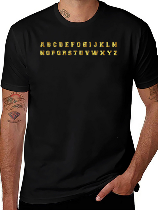 Alphabet Graphic Tee - Black Cotton T-Shirt