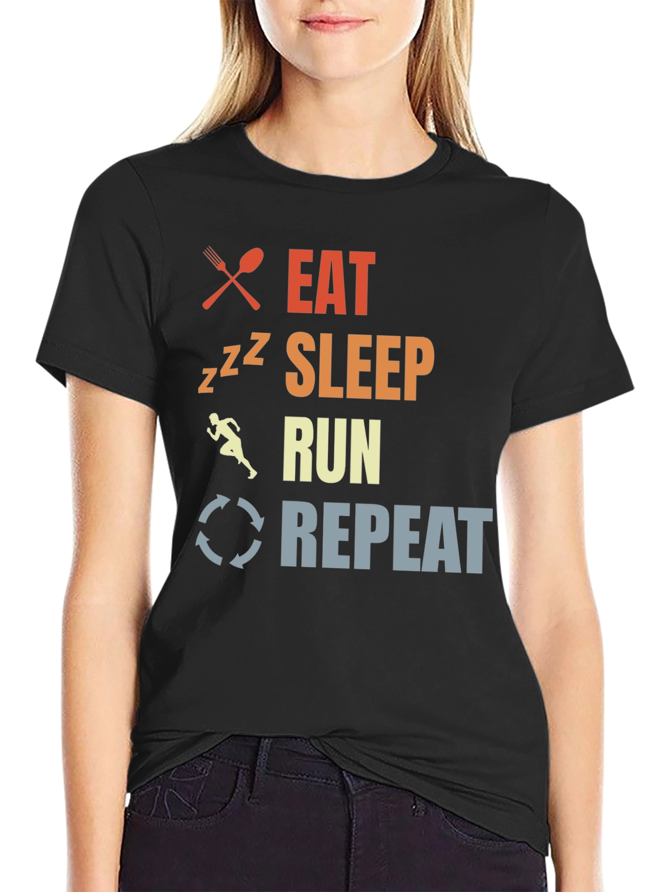 Eat Sleep Run Repeat Graphic T-Shirt