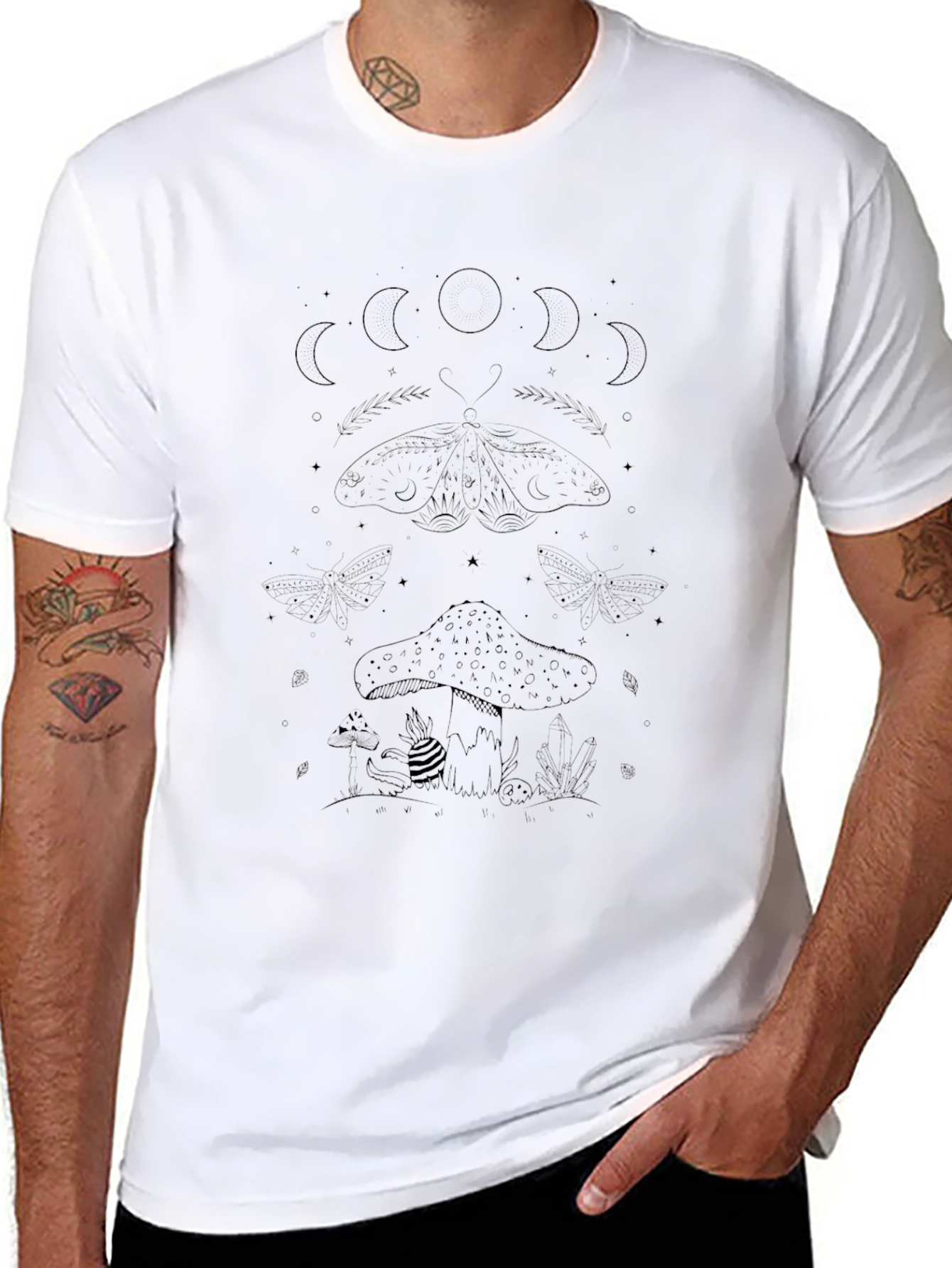 Moth and Moon Phases Graphic Tee