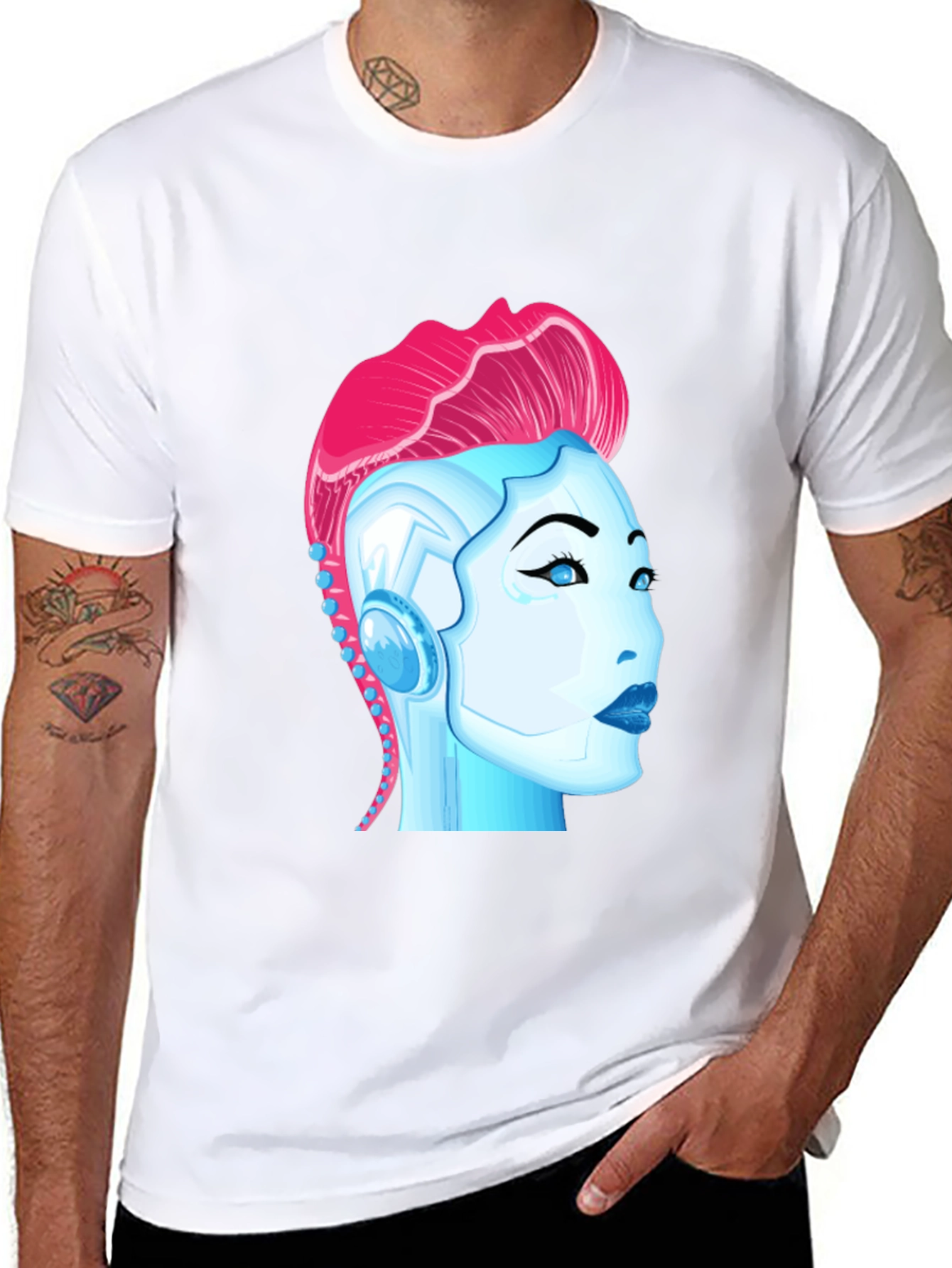Cyberpunk Robot Girl Graphic T-Shirt