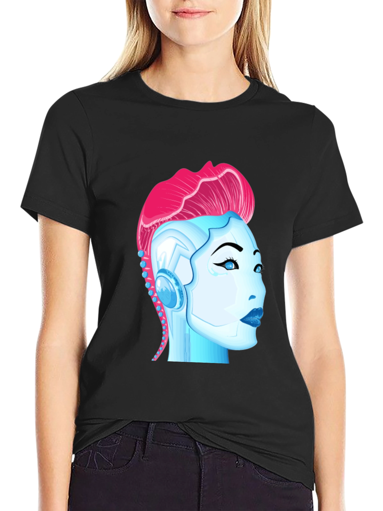 Cyberpunk Robot Girl Graphic T-Shirt