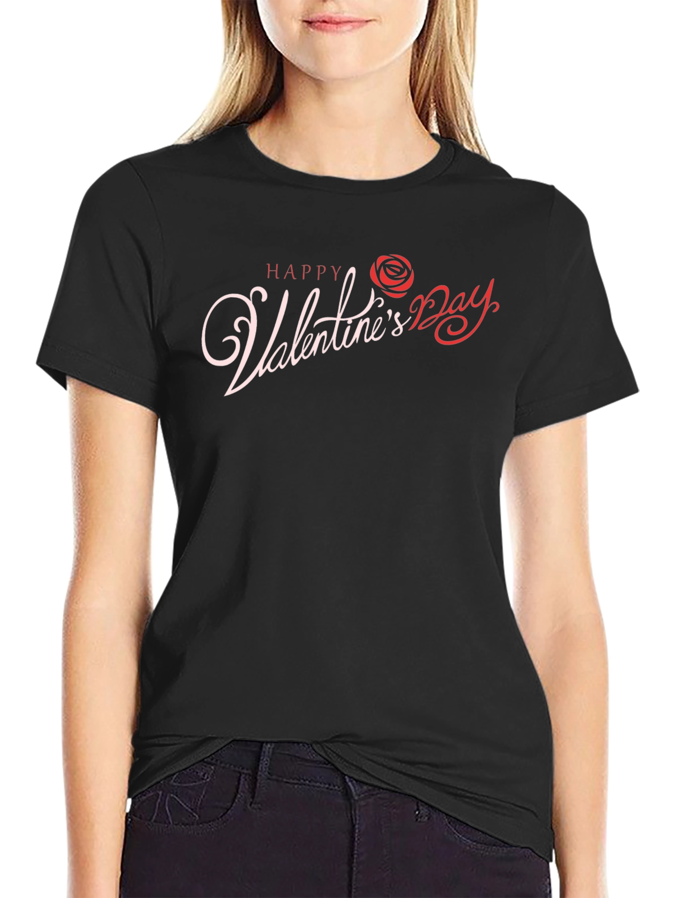 Happy Valentines Day Rose Graphic T-Shirt