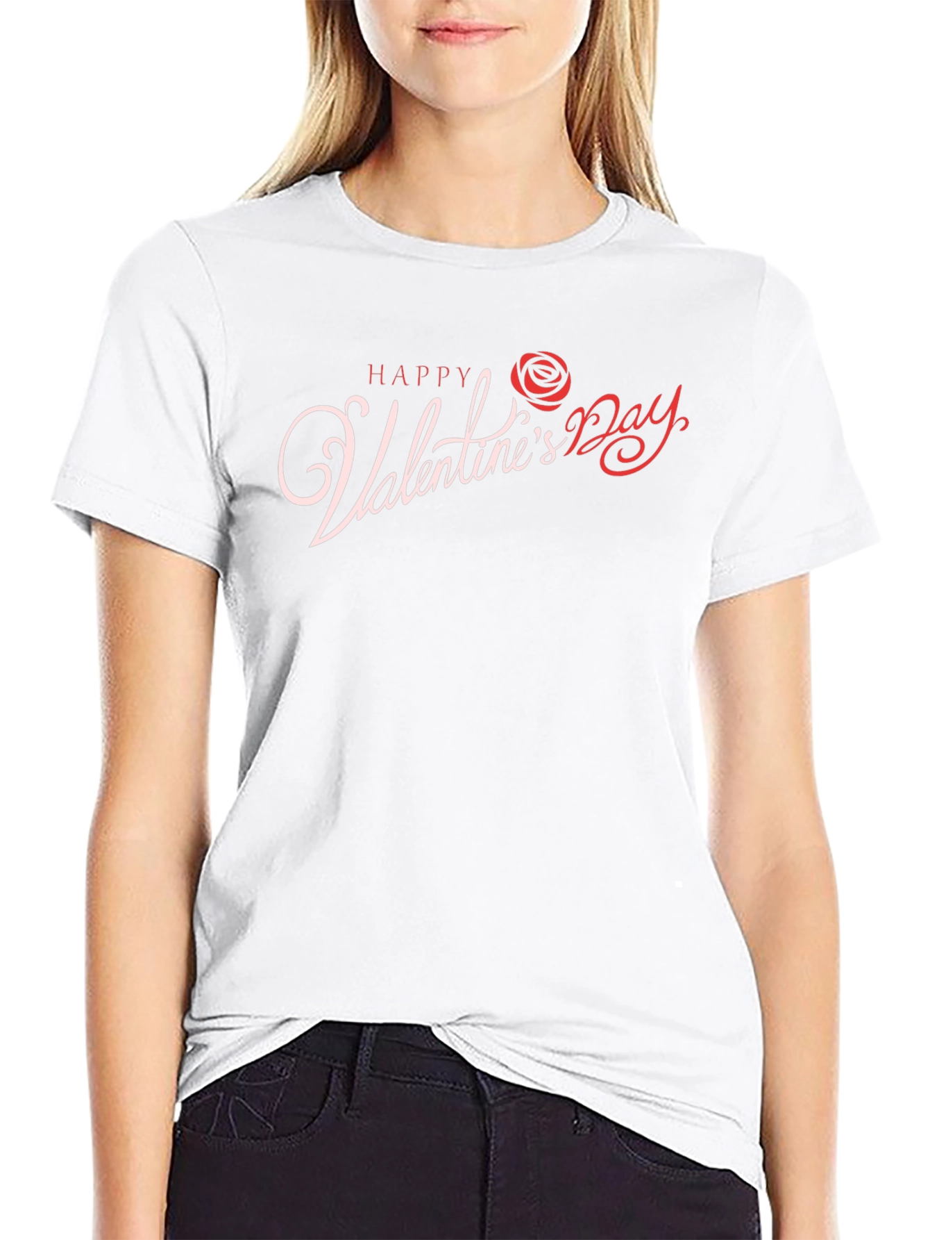 Happy Valentines Day Rose Graphic T-Shirt