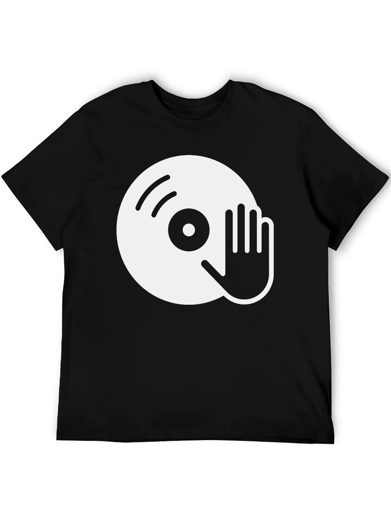 DJ Turntable Graphic Tee - Black Cotton