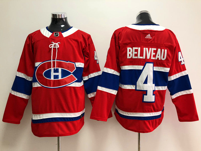 Men's Montreal Canadiens Jean Beliveau #4 Red Player Game Jerseys