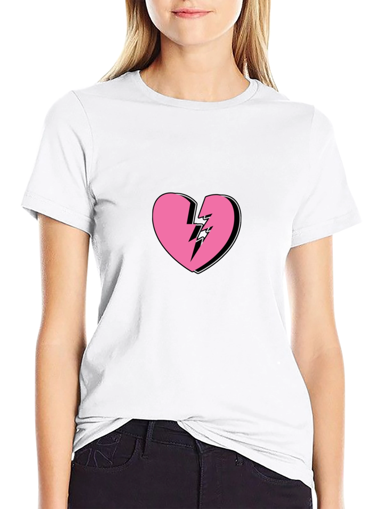 Broken Heart Graphic Tee - Trendy Black T-Shirt