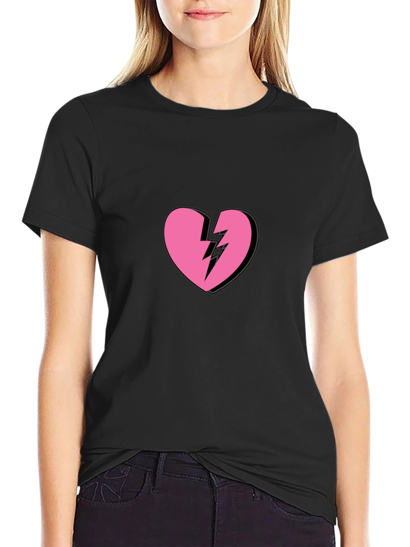 Broken Heart Graphic Tee - Trendy Black T-Shirt