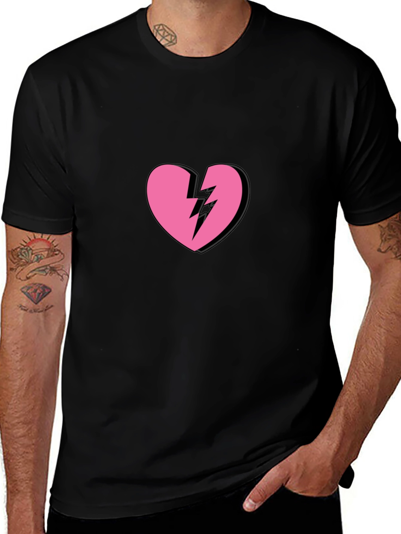 Broken Heart Graphic Tee - Trendy Black T-Shirt