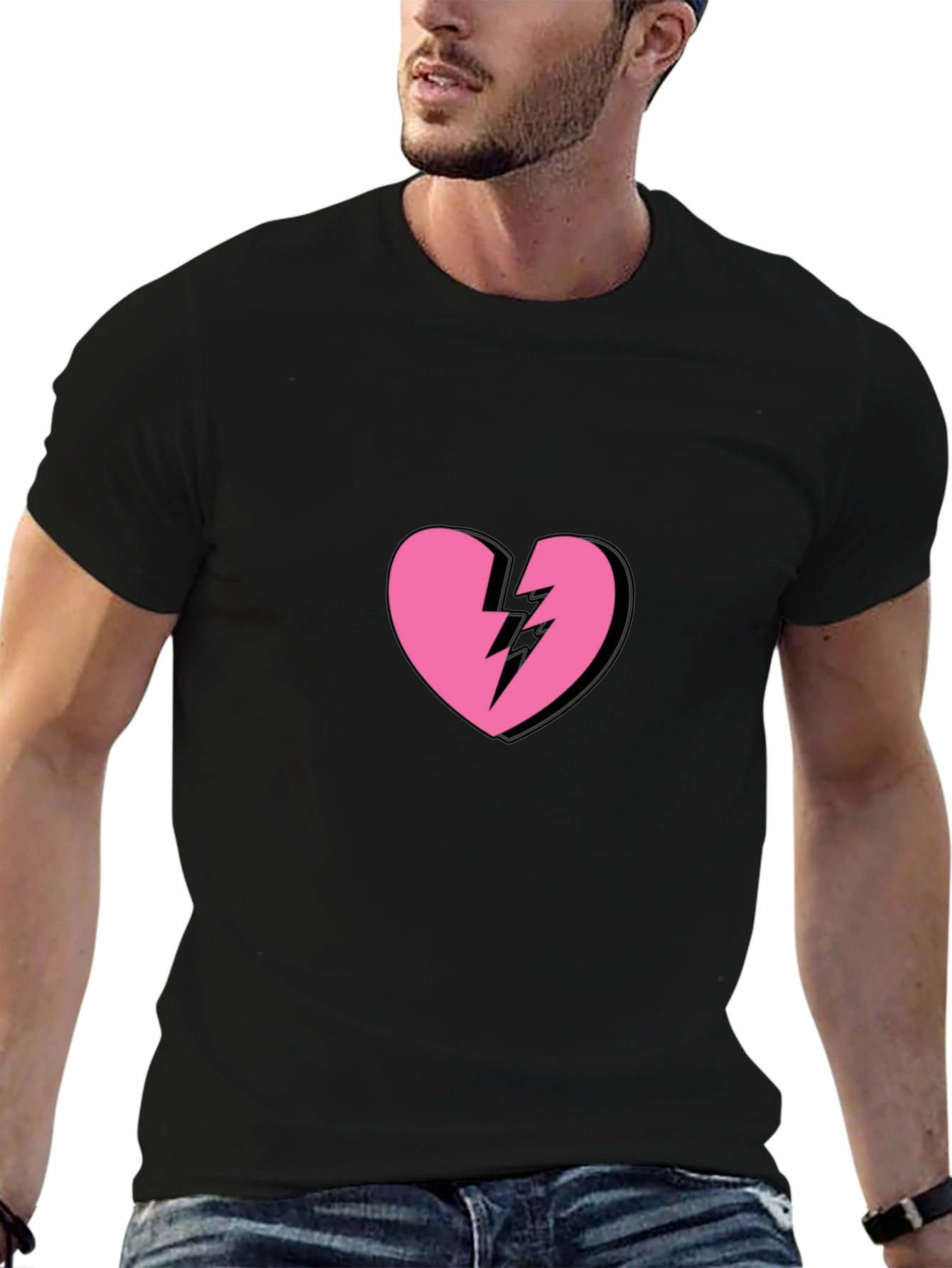 Broken Heart Graphic Tee - Trendy Black T-Shirt