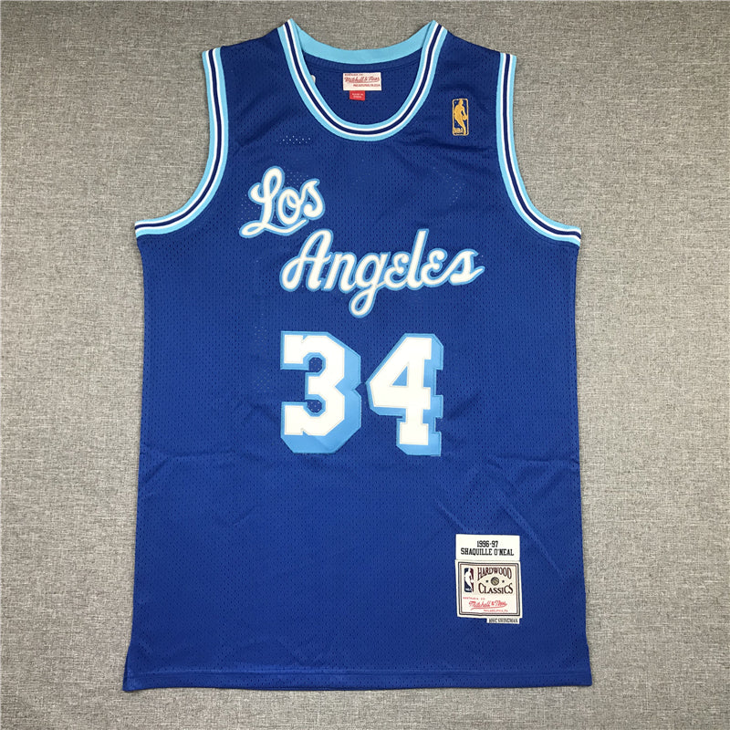 Men's Los Angeles Lakers Shaquille O'Neal Blue Hardwood Classics Swingman Jerseys