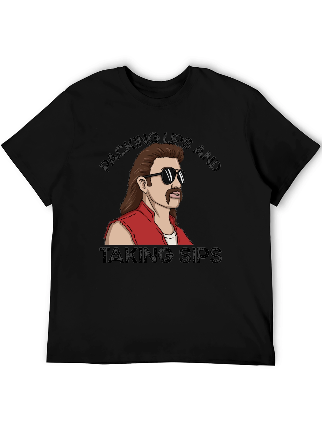 Packing Lips and Taking Sips Black T-Shirt