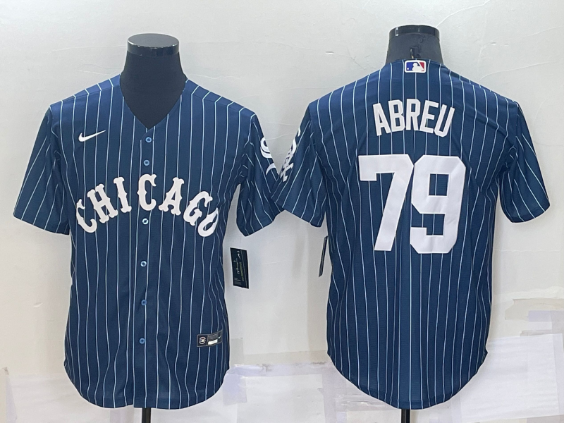 Men's Chicago White Sox Jose Abreu #79 Blue Replica Baseball Jerseys