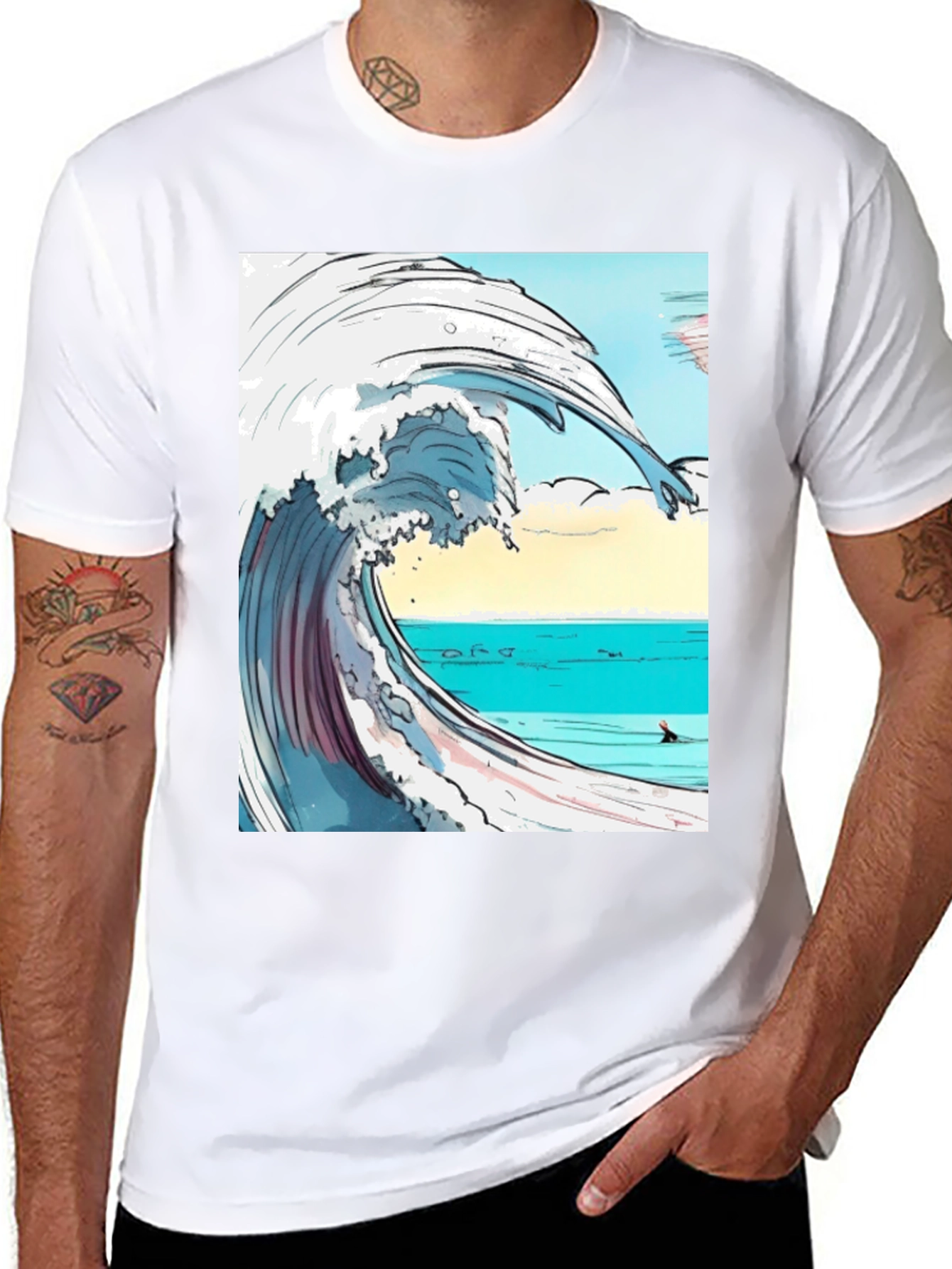 Ocean Wave Graphic Tee - Black