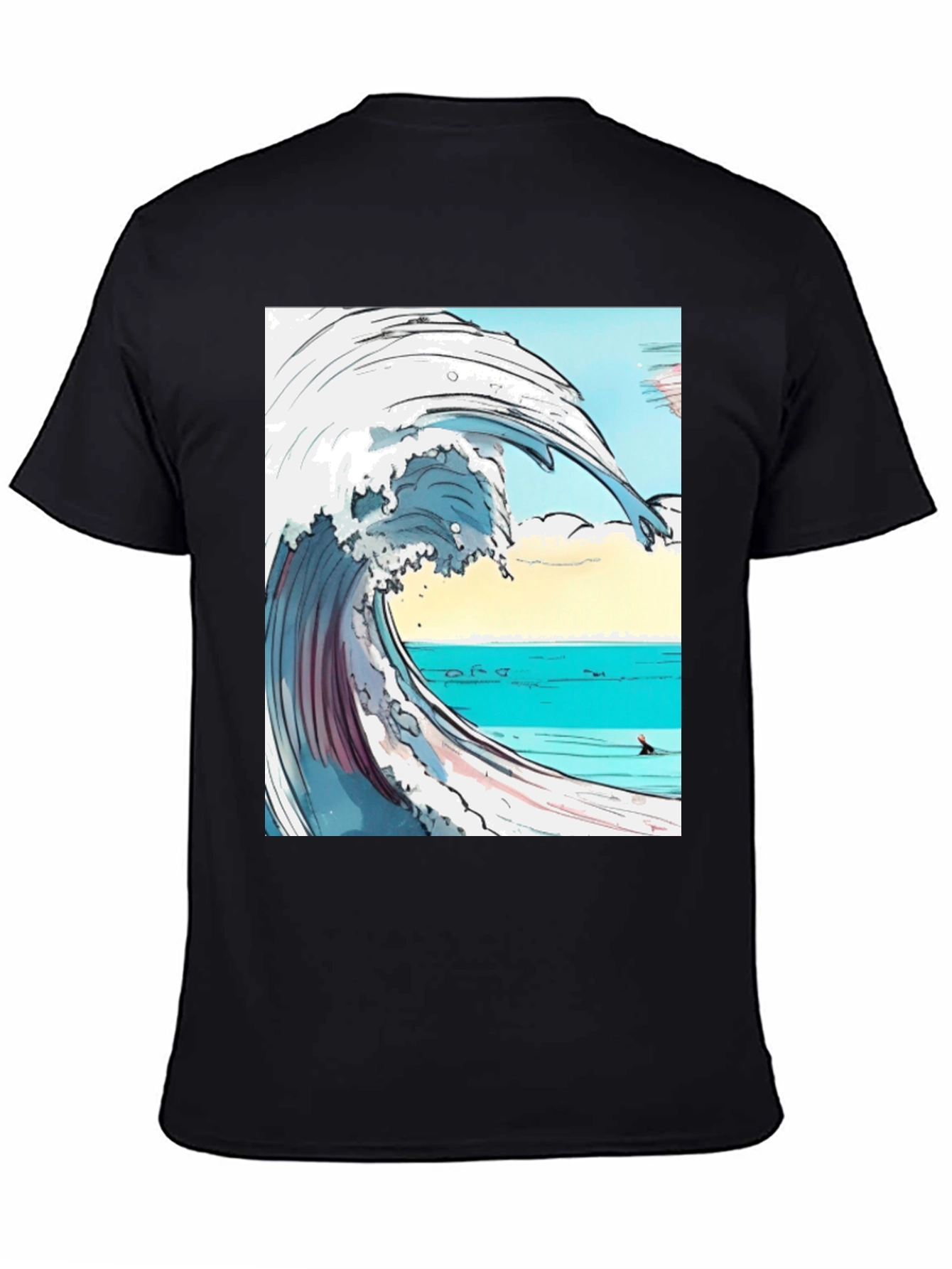 Ocean Wave Graphic Tee - Black
