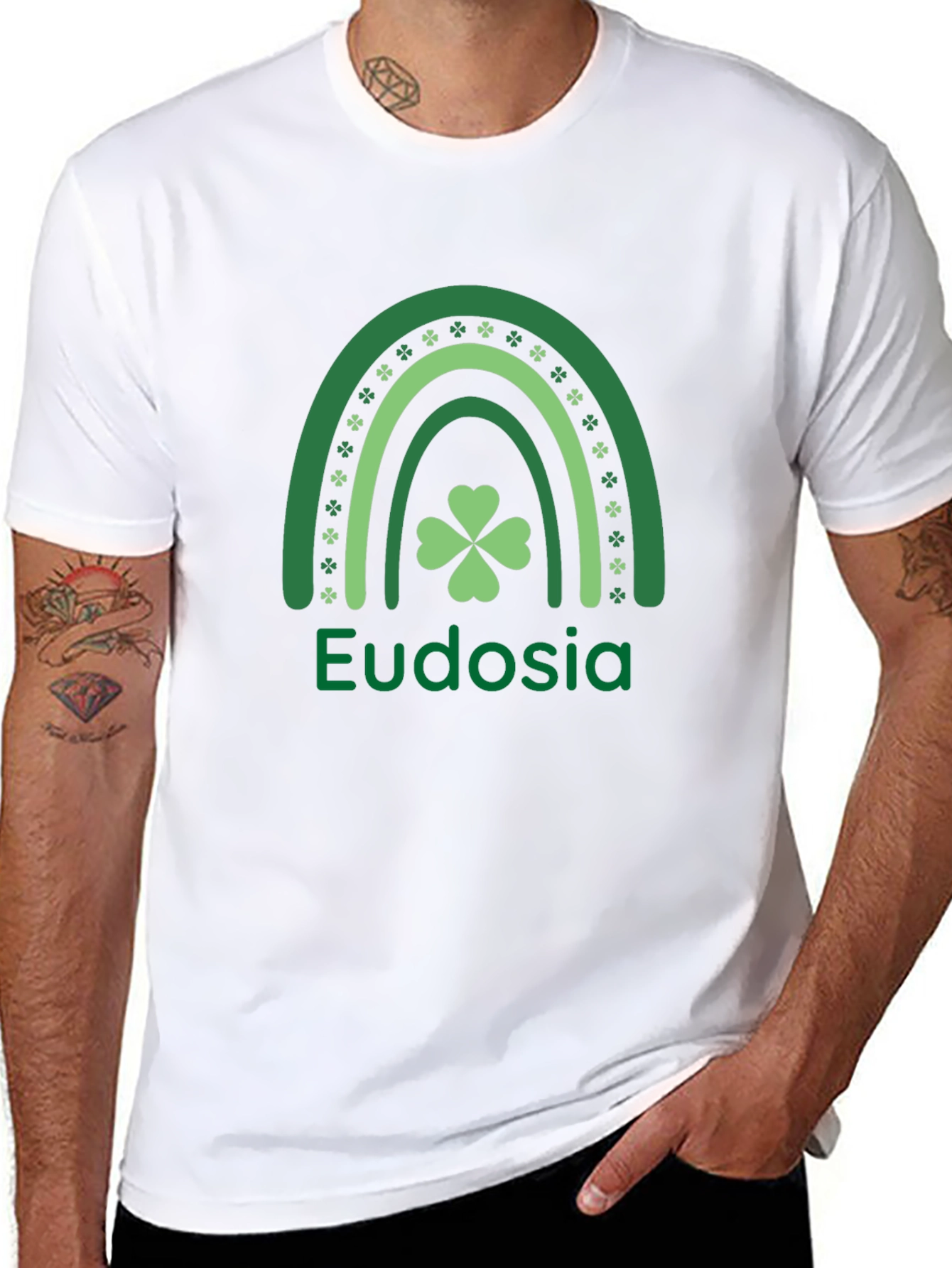 Eudosia St. Patricks Day Clover Rainbow T-Shirt
