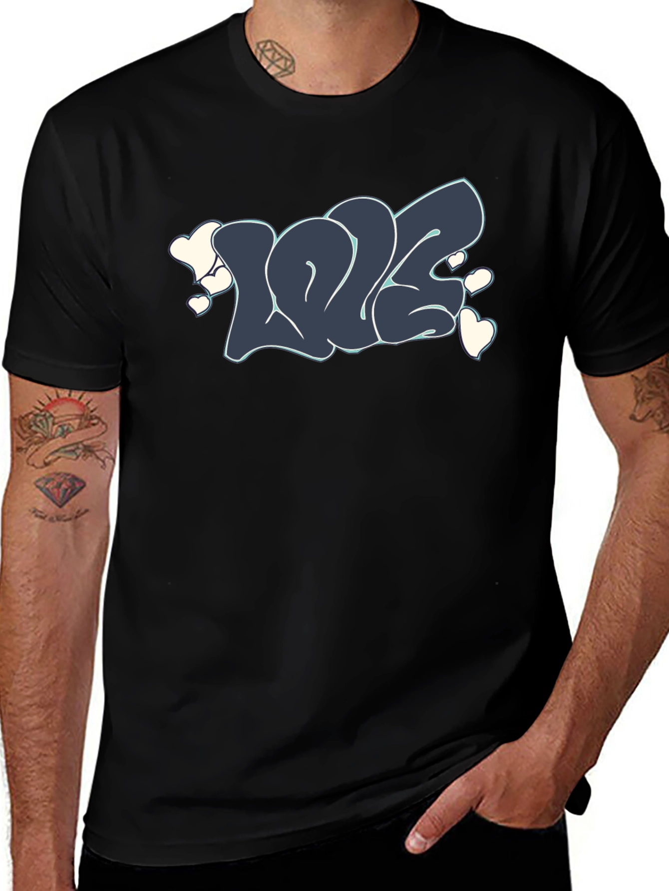 Love Graffiti T-Shirt - Stylish Black Tee